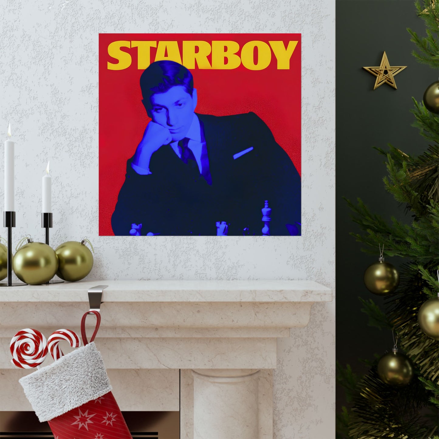 Bobby Fischer Smug Chess Poster, Starboy Edition