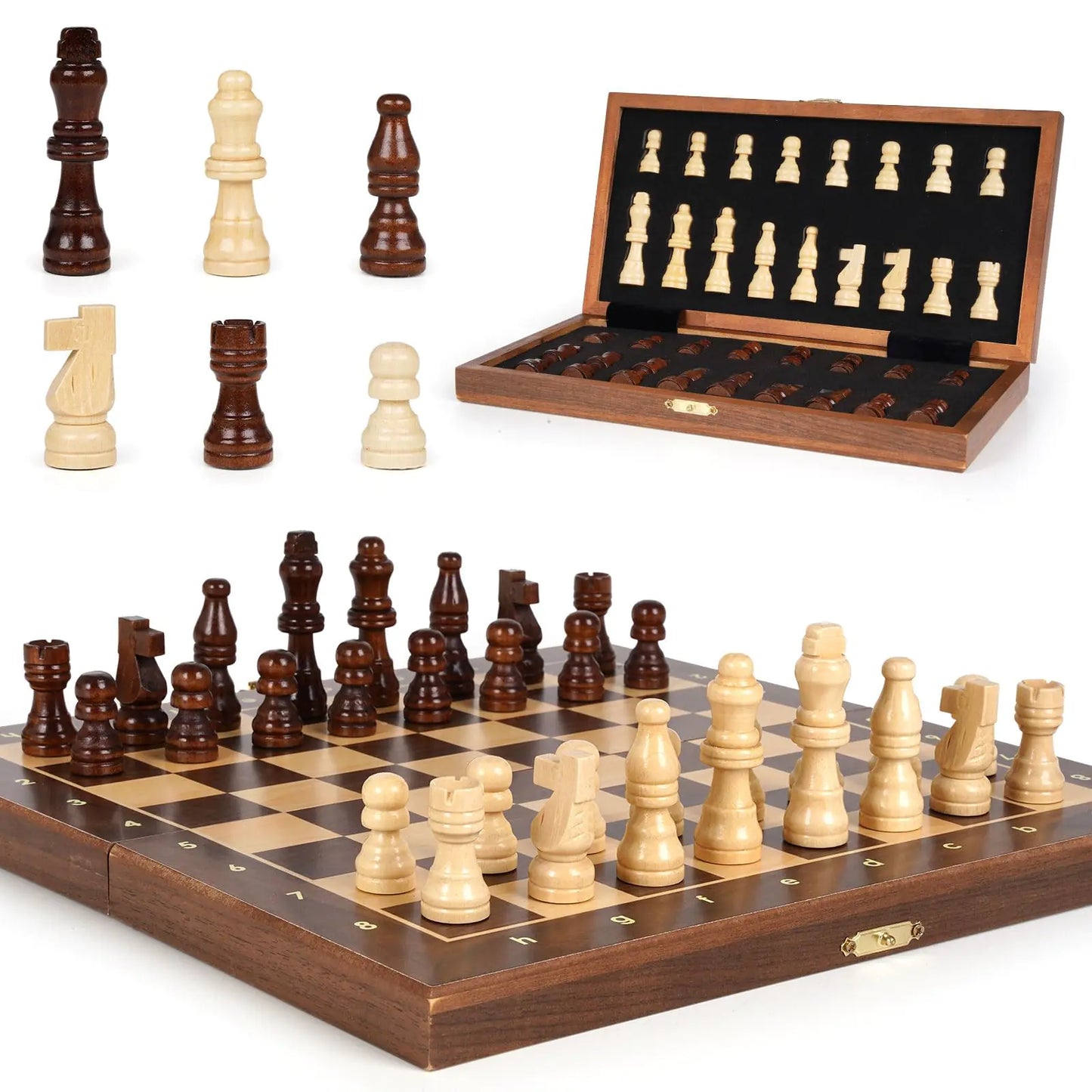 Magnetic Portable Chess Set – 12” Foldable Wooden Board