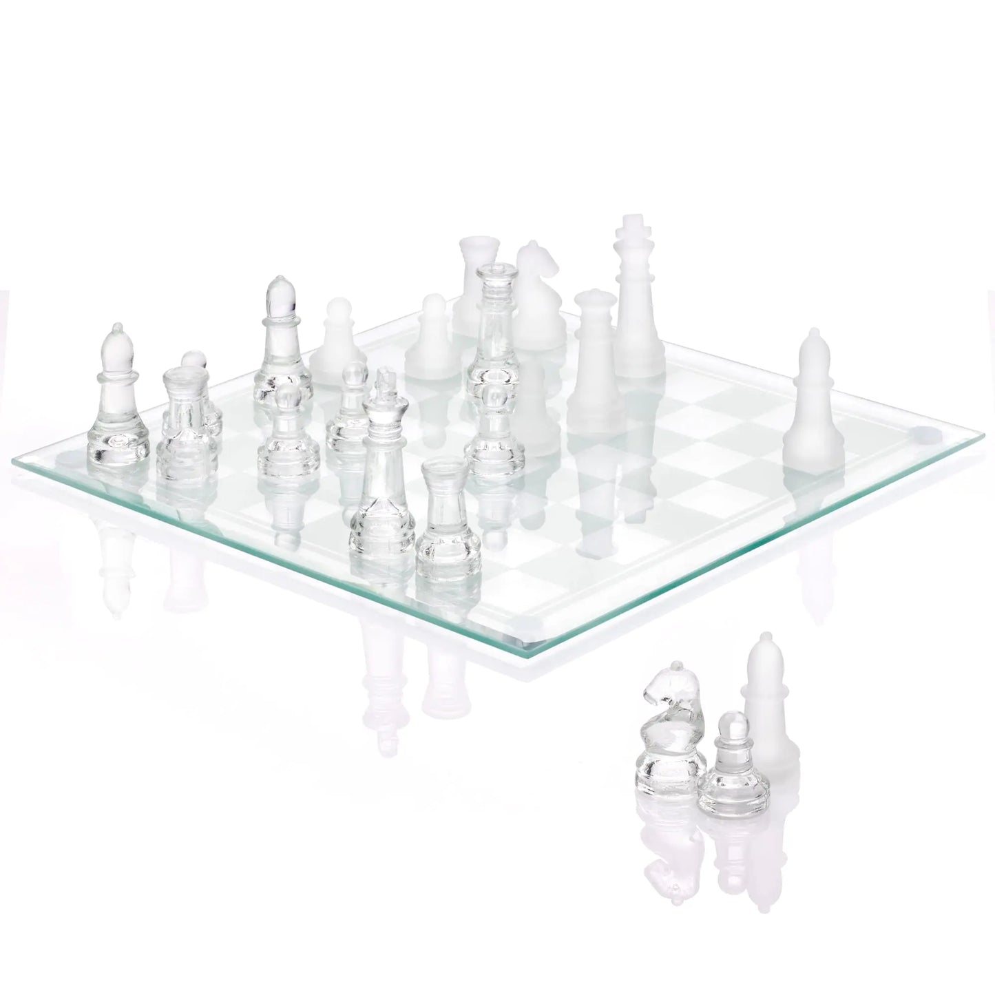 Elegant Glass Chess Set 10" Classic Board